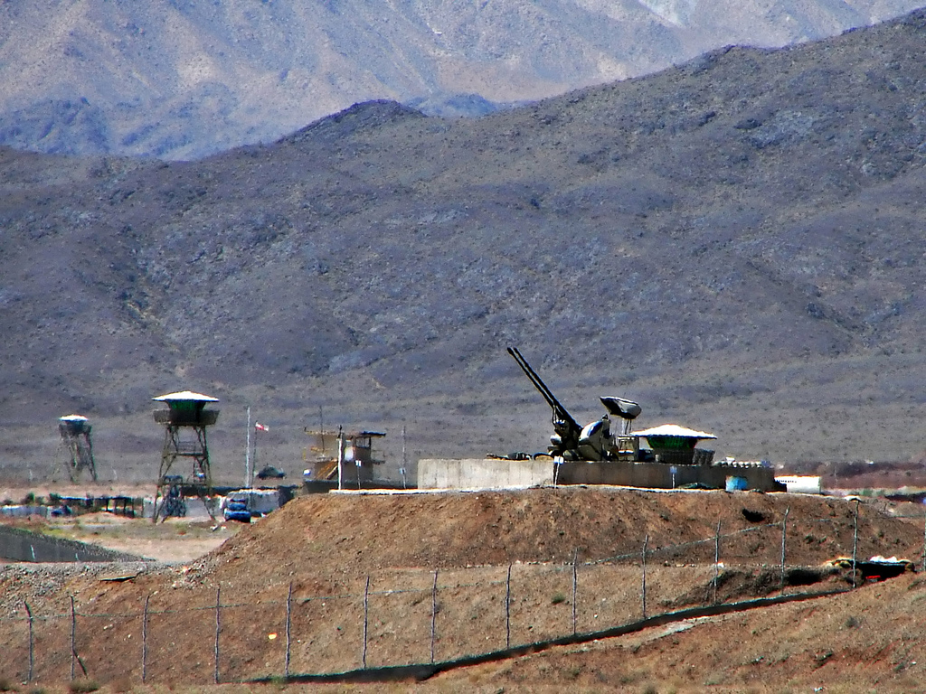 Anti-aircraft guns surrounded by big hills and mountains in Natanz Nuclear Facility