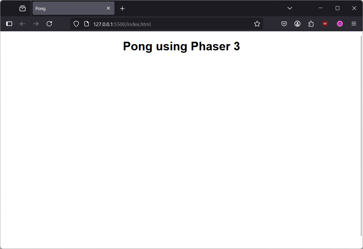 The resulting page of the properly launched live server of the project